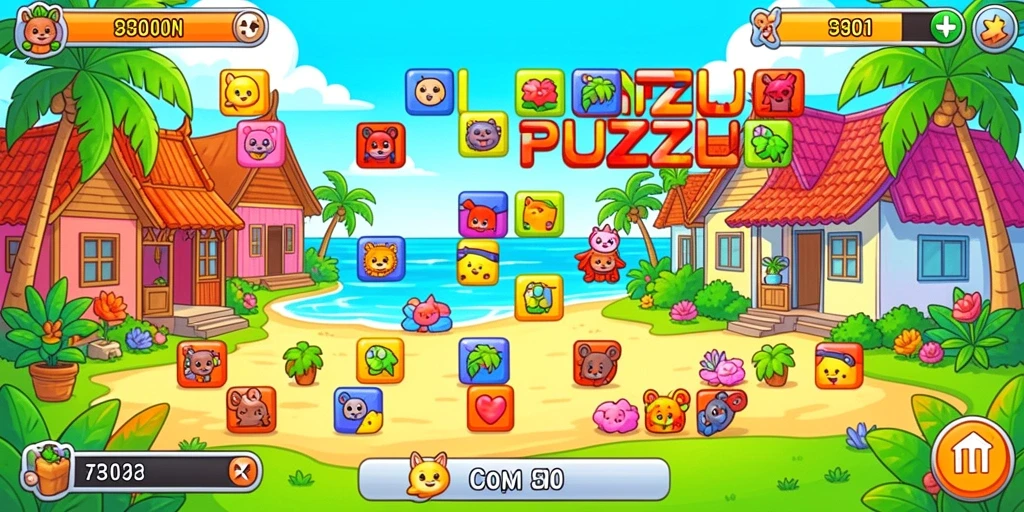 Tampilan awal game dengan karakter penuh warna.